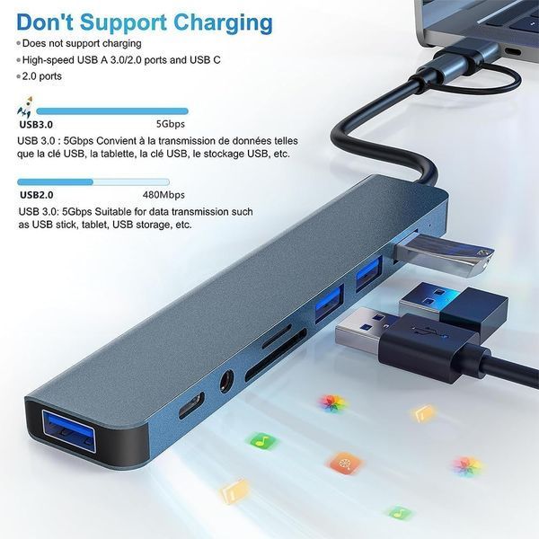 USB C 3.0 Hub многопортовый адаптер USB C 8 в 2 G3194 фото