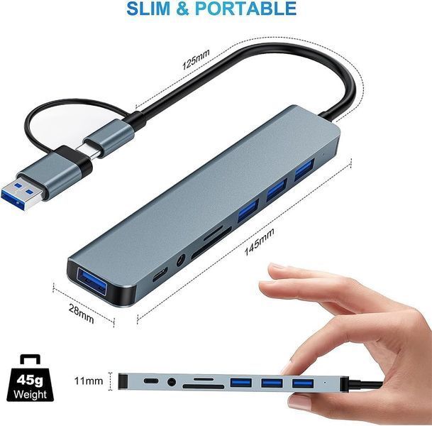 USB C 3.0 Hub многопортовый адаптер USB C 8 в 2 G3194 фото