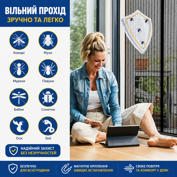 Магнітна москітна сітка на двері 130 x 220 см VT0041 фото
