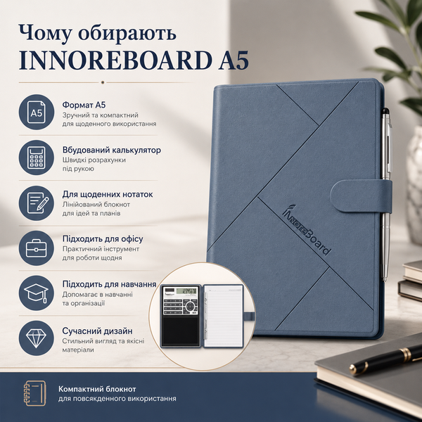 Блокнот A5 з вбудованим калькулятором і ручкою G5738 фото