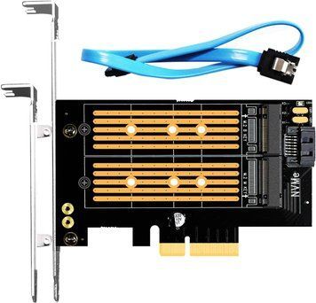 Адаптер GLOTRENDS PA12 Dual M.2 SSD PCIe X4 без радиатора G3277 фото