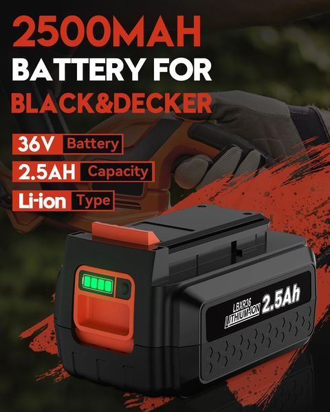Сменный аккумулятор LBXR36 36V 2500mAh для Black and Decker BL20362 BL2536 LBXR36 LBX1540 LBX2540 LBX2040 LBX36 G3795 фото