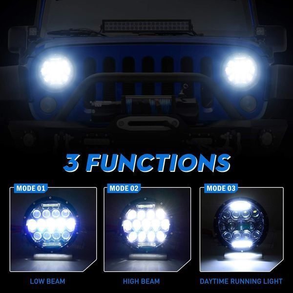 Круглі світлодіодні фари AAIWA діаметром 7 дюймів сумісні з J-eep Wrangler JK/JKU/TJ/LJ/CJ, Chevrolet, Ford та іншими V2437 фото