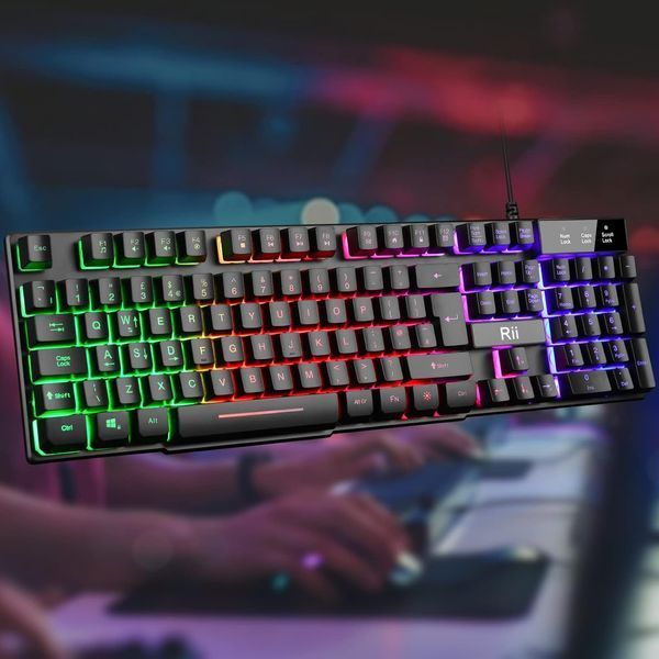 Ігрова клавіатура Rii RK100 Plus Rainbow LED Backlit Keyboard G3651 фото