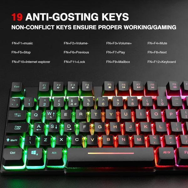 Ігрова клавіатура Rii RK100 Plus Rainbow LED Backlit Keyboard G3651 фото