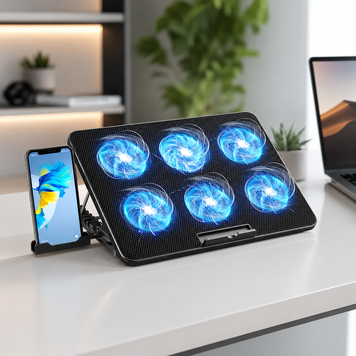 Підставка-охолоджувач для ноутбука з 6 тихими LED-вентиляторами та USB-живленням G5712 фото