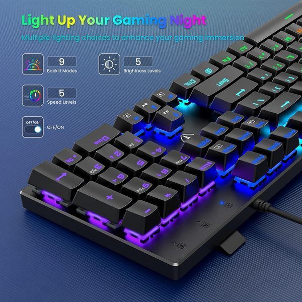 Ігрова клавіатура PC305A Generic з регульованими режимами підсвічування G5114 фото