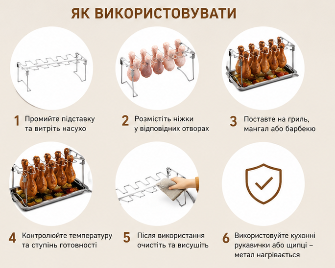 Решітка-підставка для курячих ніжок з нержавіючої сталі G5639 фото